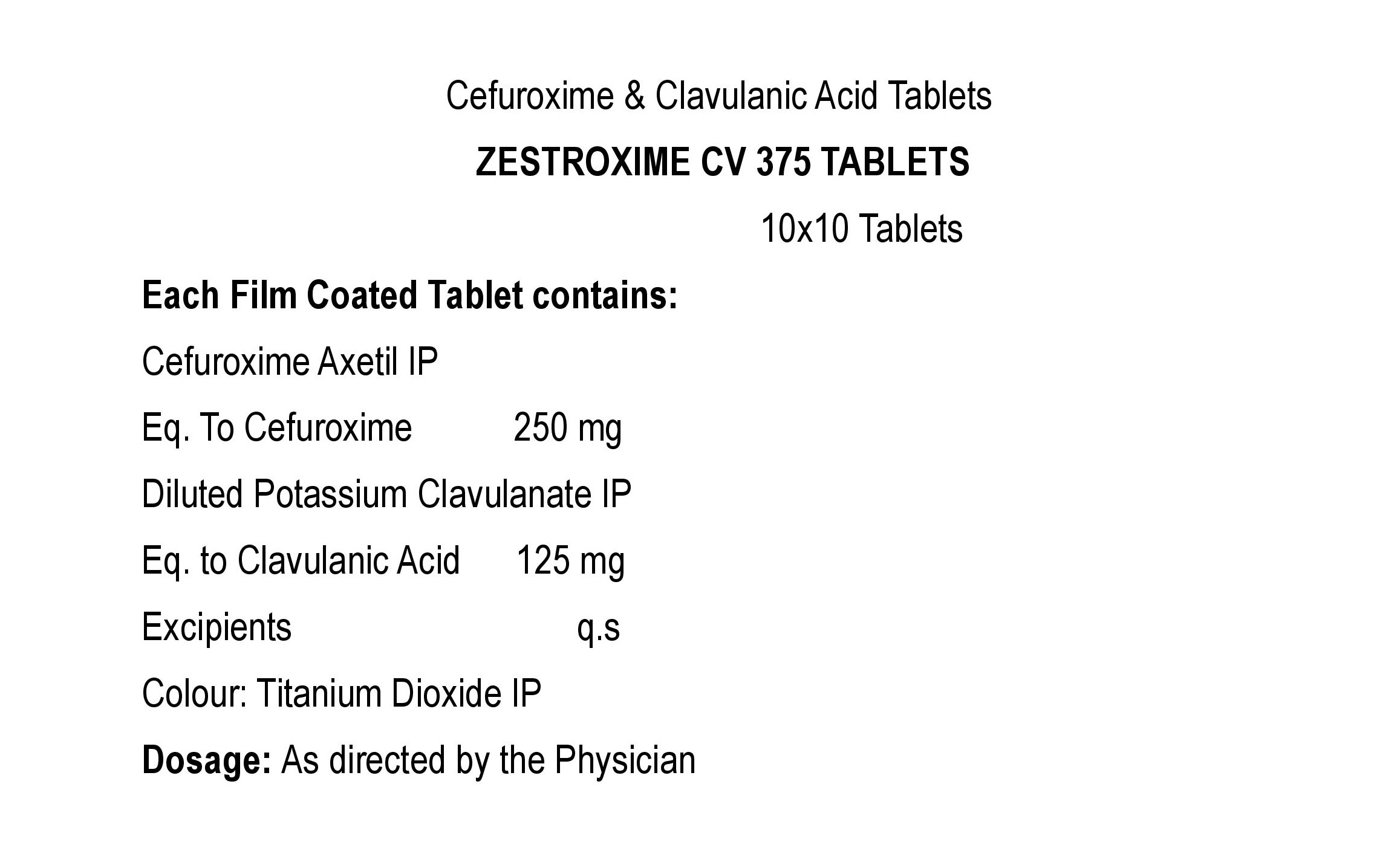 COMPOSITION:EACH FILM COATED TABLET CONTAINS :CEFUROXIME AXETIL IPEQ. TO CEFUROXIME 250 MGDILUTED POTASSIUM CLAVULANATE IPEQ. TO CLAVULANIC ACID 125 MGEXCIPIENTS Q.S.COLOUR: TITANIUM DIOXIDE IP